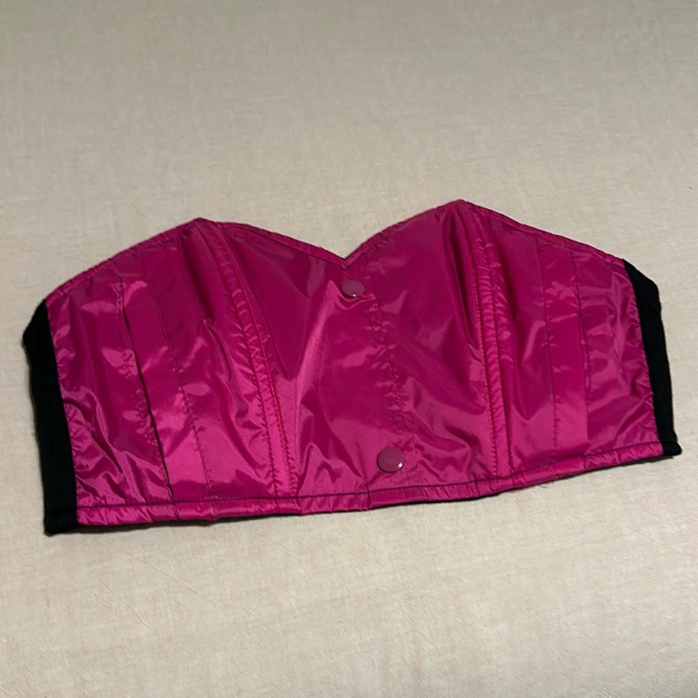 Pink strapless crop top